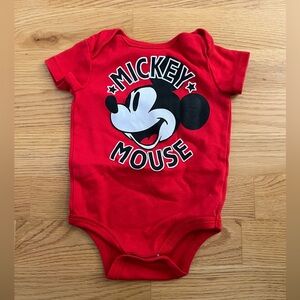 Disney Red Mickey Mouse Graphic Baby One-Piece